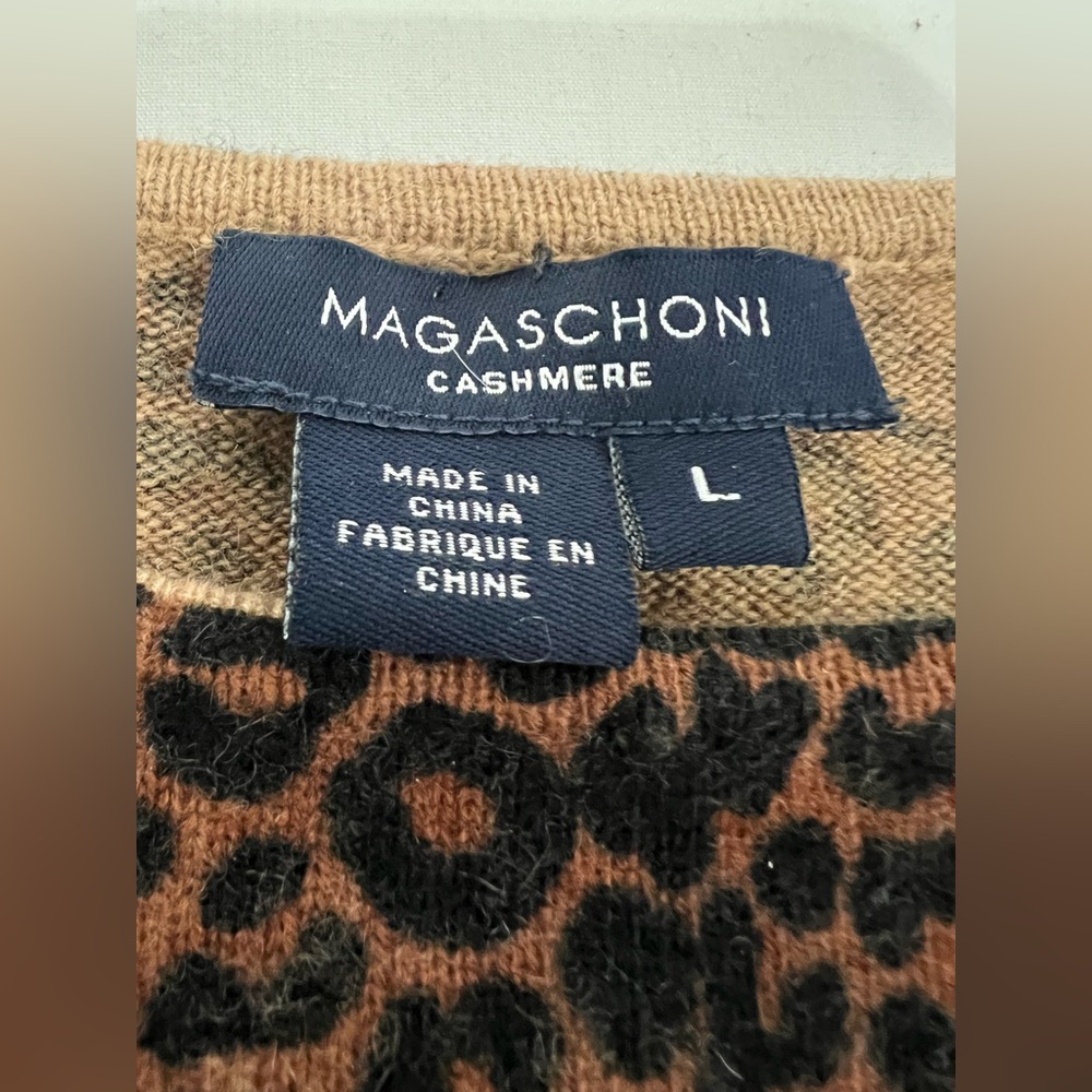Magaschoni 100% Cashmere Leopard Print Sleeveless Tank Top L - Picture 4 of 6